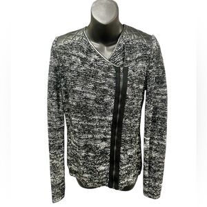 Ann Taylor Black & White Zipper Cardigan Medium
